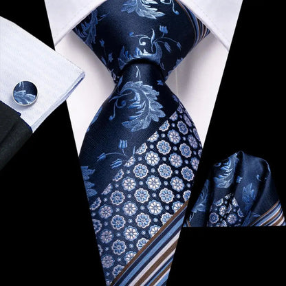 Hi-Tie Blue Business Solid 100% Silk Men's Tie NeckTie 8.5cm Ties for Men Formal Luxury Wedding High Quality Gravata Good Vibrations