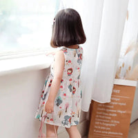 Girl Dress 100% Cotton Kids Summer Clothes Children Flower Dresses Sleeveless Cloth Princess Girls Party Fashion Outfit Clothing Good Vibrations