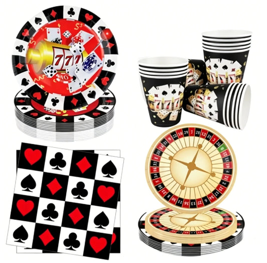 Casino Birthday Party Supplies for Adults Casino Party Decors Poker Paper Plates Cups Napkins Casino Night Vegas Supplies Favors Good Vibrations