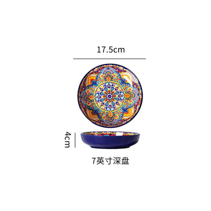 Ceramic Tableware Set Rice Bowl Serving Plate Creative Cutlery Soup Plate Noodle Handle Bowl Sauce Dish Steak Salad Fruit Plate Good Vibrations