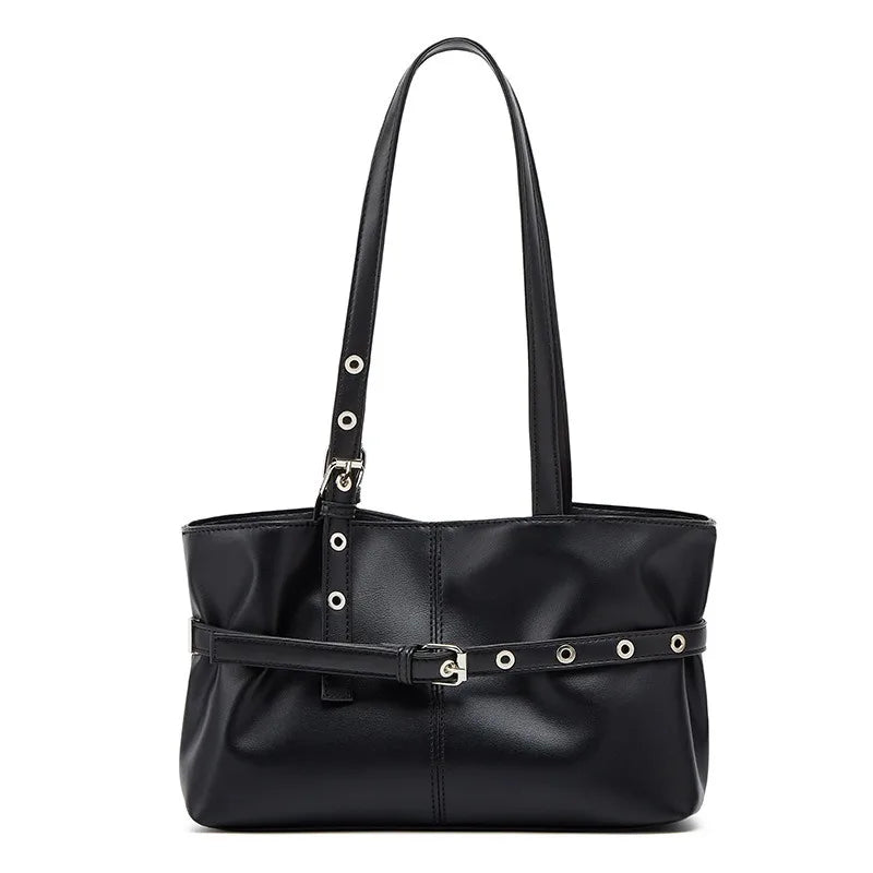Women Shoulder Bag, Lazy Style New Versatile Large Capacity Fashion Single Shoulder Bag with Belt Decor for Commuter Good Vibrations