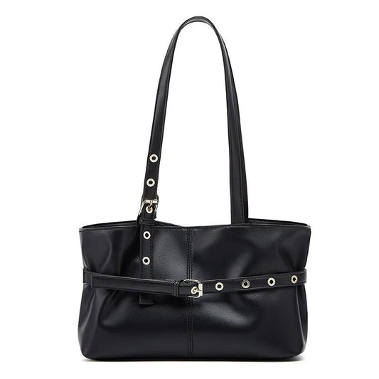 Women Shoulder Bag, Lazy Style New Versatile Large Capacity Fashion Single Shoulder Bag with Belt Decor for Commuter Good Vibrations