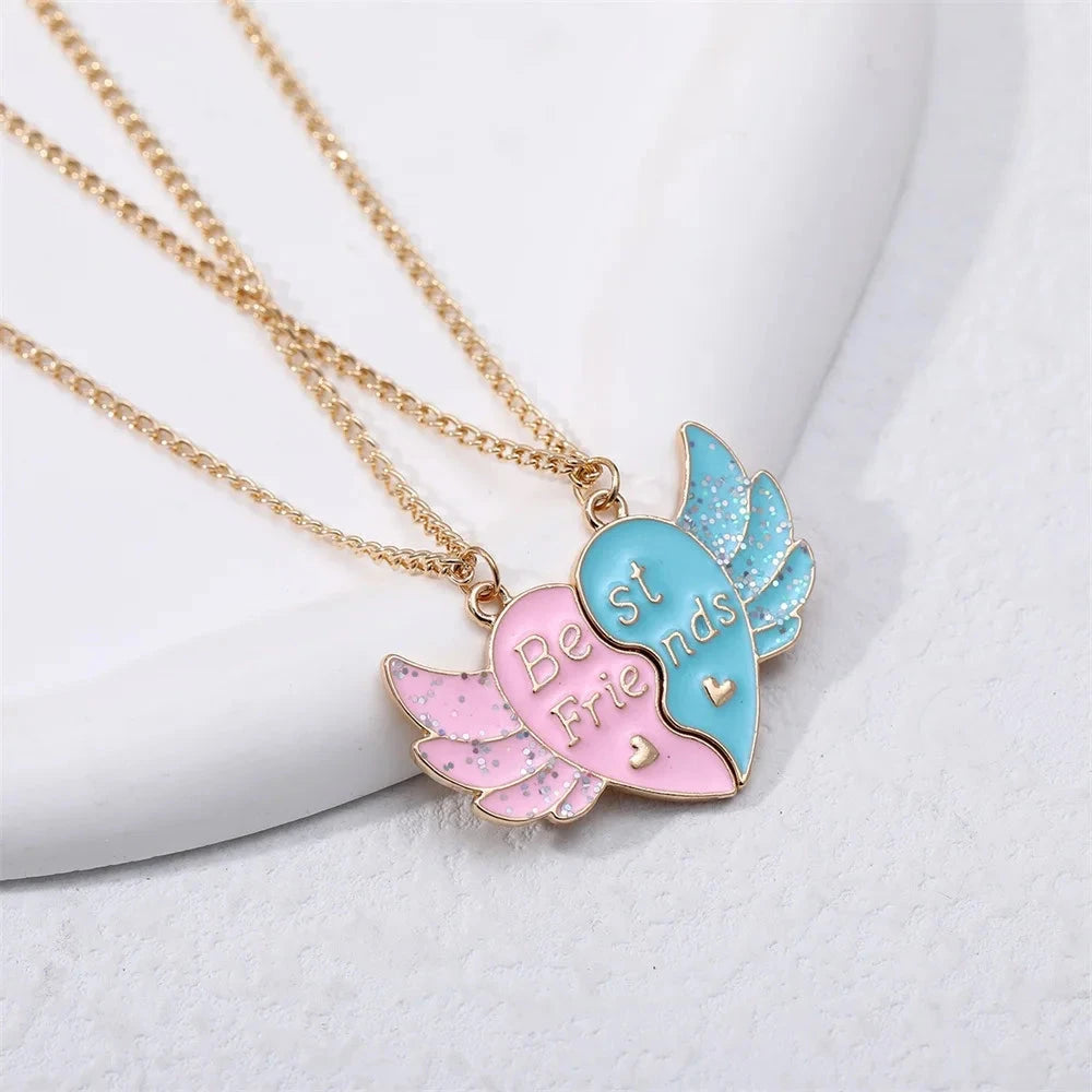 Fashion Best Friends Honey Love Couple Pendant Necklace 2 Pcs/ Set Chain Choke Broken Heart BFF Good Friendship Jewelry Gift Good Vibrations
