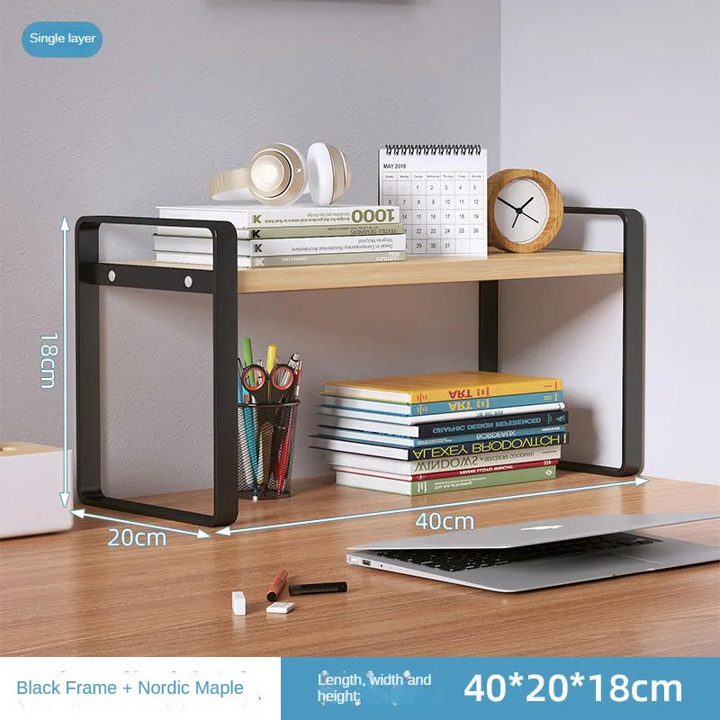 Shelf Desktop Storage  Bookshelf Student Desk Shelves Racks Office Computer Desk Tiered Cabinet Home Storage Holders Organizer Good Vibrations