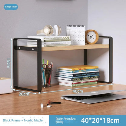 Shelf Desktop Storage  Bookshelf Student Desk Shelves Racks Office Computer Desk Tiered Cabinet Home Storage Holders Organizer Good Vibrations
