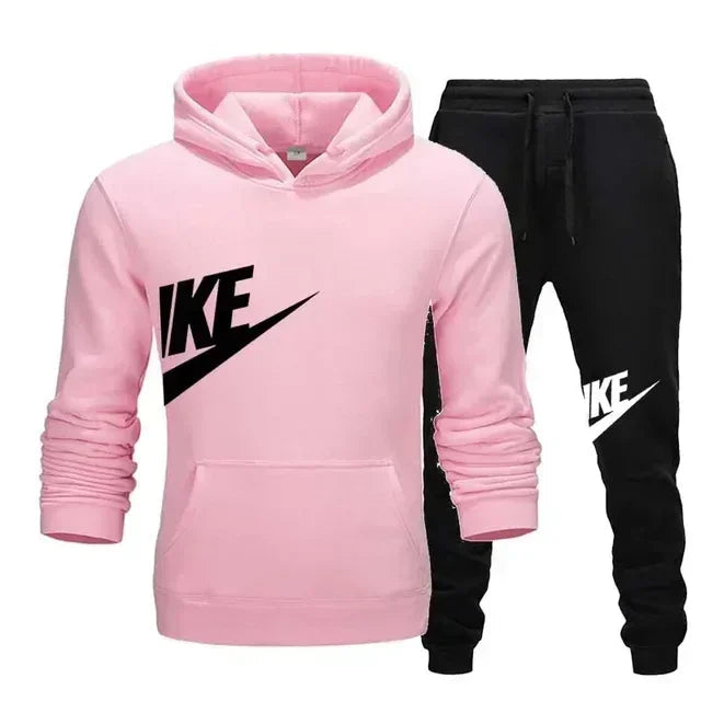 A new autumn and winter men's casual sportswear set of 2-piece hooded sweatshirt and long pants for outdoor fashionable jogging Good Vibrations