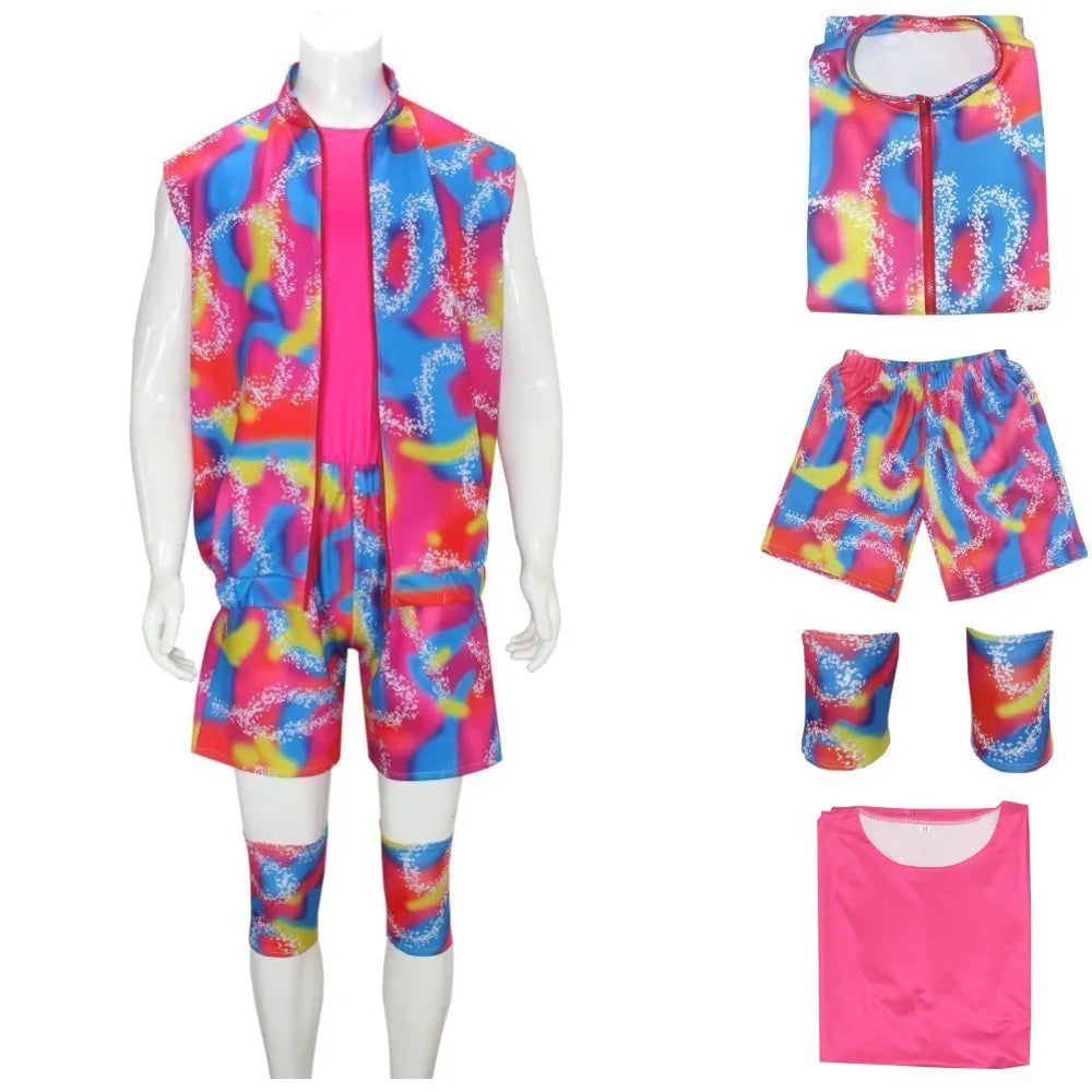 Costume de Cosplay du Film Ken pour Adulte, T-shirt Noir, Écharpe Rose, Ensemble Complet, Princesse, ixde Carnaval d'Halloween Good Vibrations