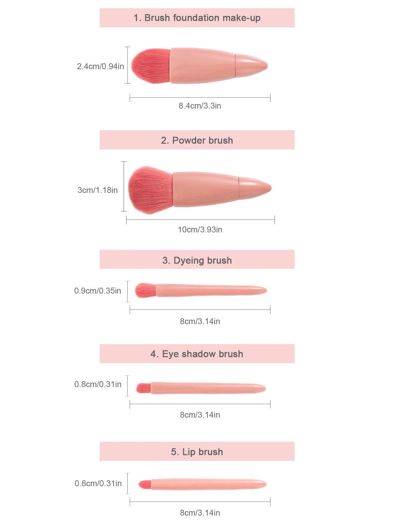 Mini Portable Box 5 Travel Makeup Brushes Complete Set With Small Mirror Eye Shadow Foundation Make-Up Powder Eyebrow Brush Good Vibrations