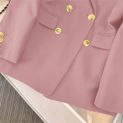Blazer For Women Elegant Suit Jacket Loose Long Sleeve Jacket Beige Casual Solid Color Blazer Fashion Lapel Neckline Style Good Vibrations