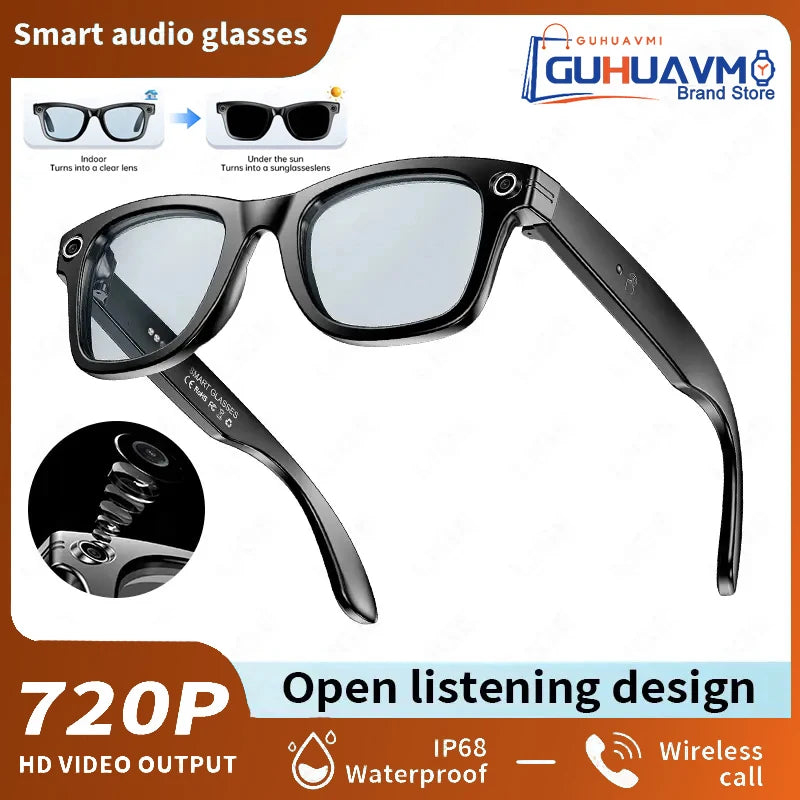 AI Smart Glasses 800W Anti Shake HD Camera Video Recording Languages Translation Sunglasses Bluetooth Call Music Play Man Women Good Vibrations