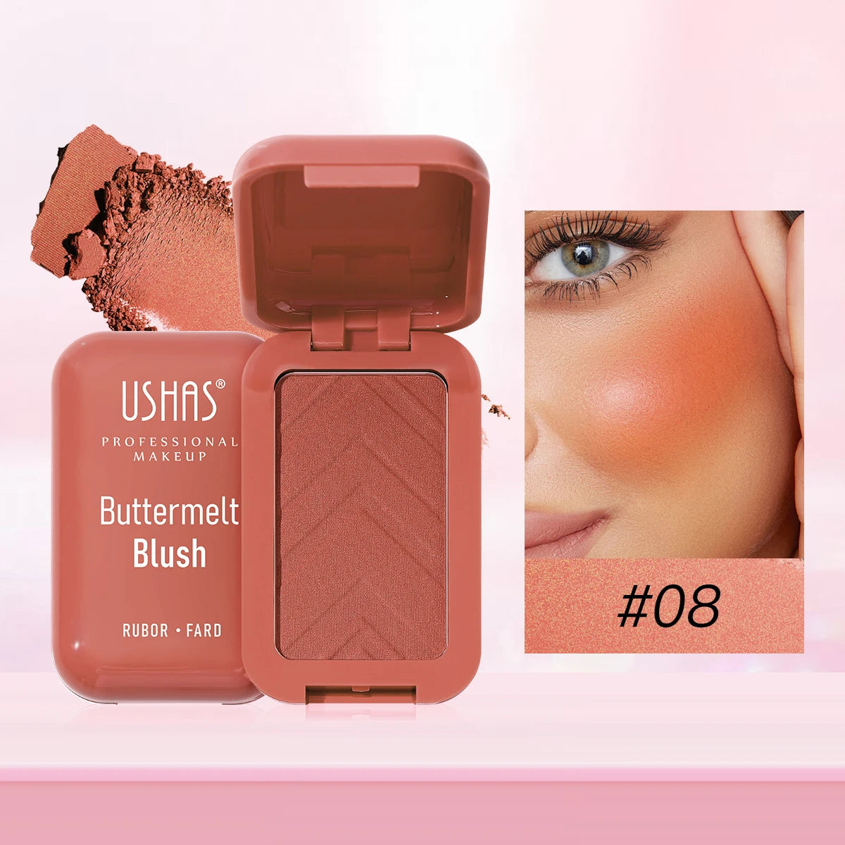 USAHS 7 Color Butter Blush Matte Long-Lasting Waterproof Blusher Natural Facial Contouring Cosmetics Good Vibrations