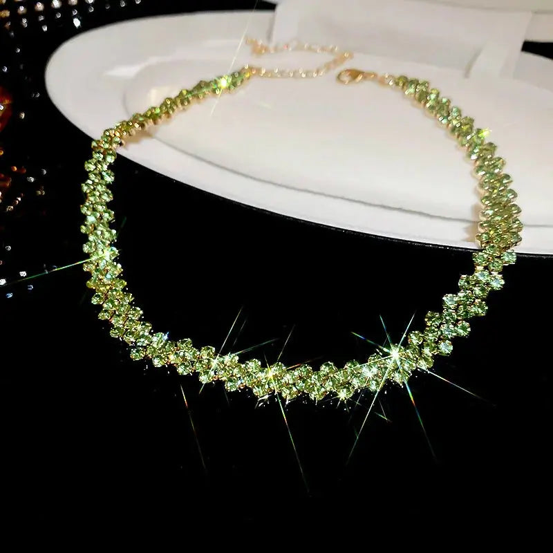 Luxury Shiny Full Rhinestone Choker Necklace for Women Personalized Geometric Crystal Necklaces Wedding Jewelry Party Gifts Good Vibrations Adult Super Store