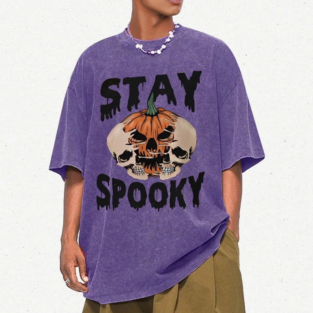 Neutral Style Retro Outfit T-Shirt Pure Cotton High Quality Pumpkin Letter Graphic Printing Fashion Trend Loose Short Sleeves Good Vibrations