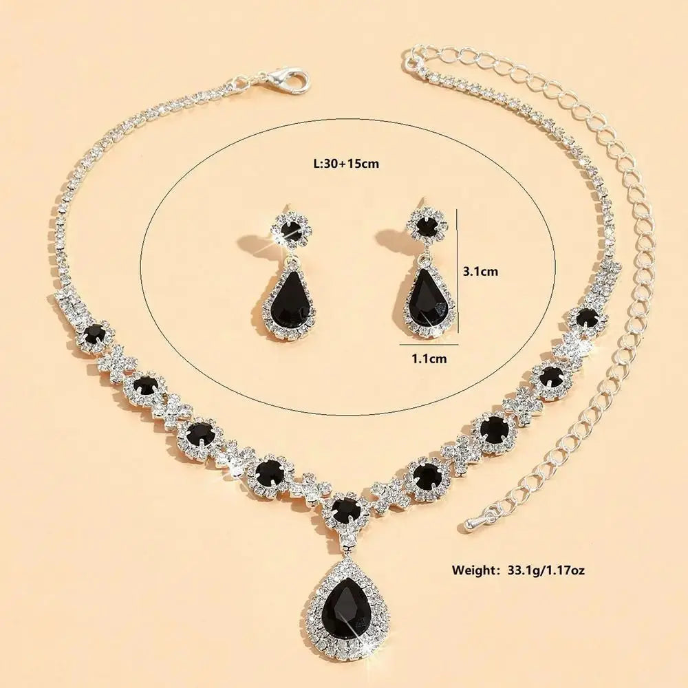 Fashionable Crystal Jewelry Necklace Earring Set Premium Luxury Pendant Necklace Original Design Inlaid Zircon Dangle Earrings Good Vibrations Adult Super Store