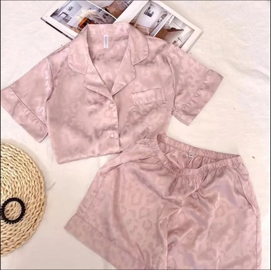 1 Set Women's Elegant Lounge Set, Plus Size Satin Striped Button Up Long Sleeve Shirt & Pants Pajamas Good Vibrations