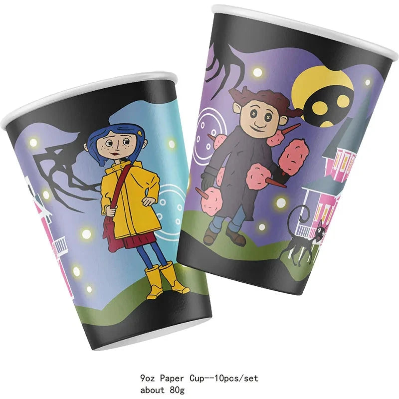 Coraline Birthday Party Decorations Supplies Coraline Balloons Decoration Happy Birthday Disposable Tableware Paper Party for Ki Good Vibrations