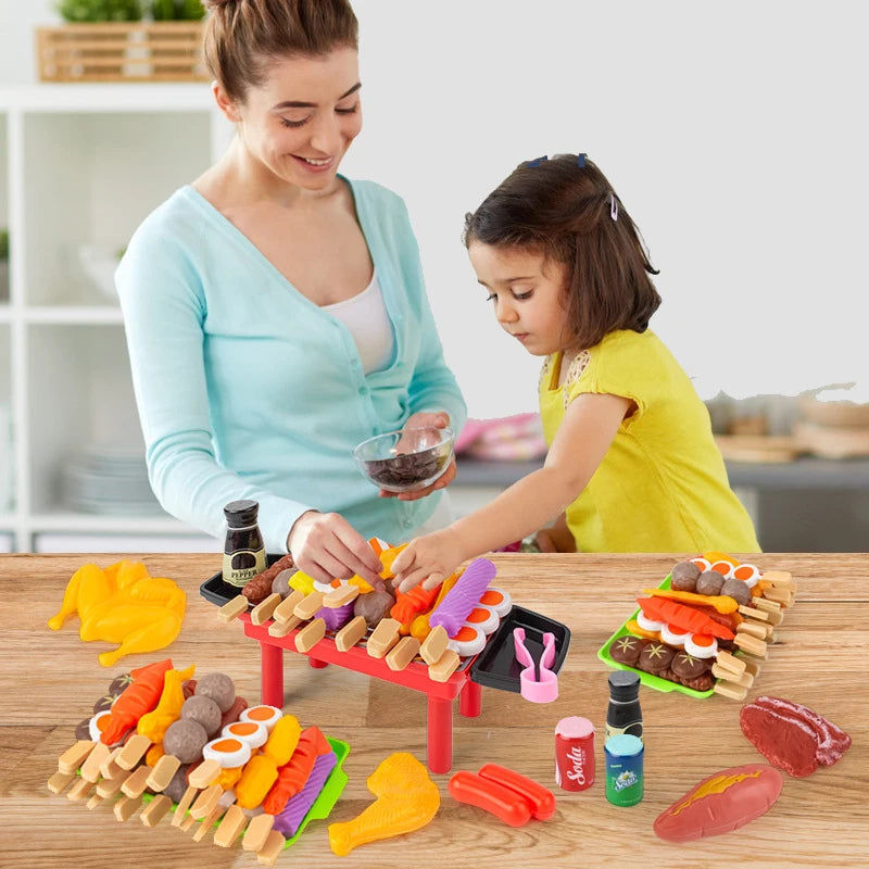 Baby Dress Up Kitchen Toys BBQ Set Kids Simulated BBQ Cookware Cooking Simulated Food Cosplay Educational Gift Toys Good Vibrations