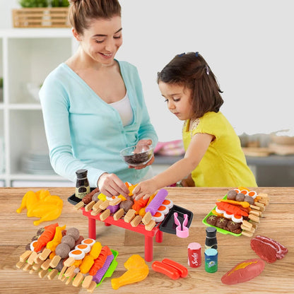 Baby Dress Up Kitchen Toys BBQ Set Kids Simulated BBQ Cookware Cooking Simulated Food Cosplay Educational Gift Toys Good Vibrations