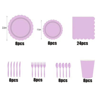 New purple party disposable tableware, baby shower, wedding party decoration, children's adult birthday party event celebration Good Vibrations