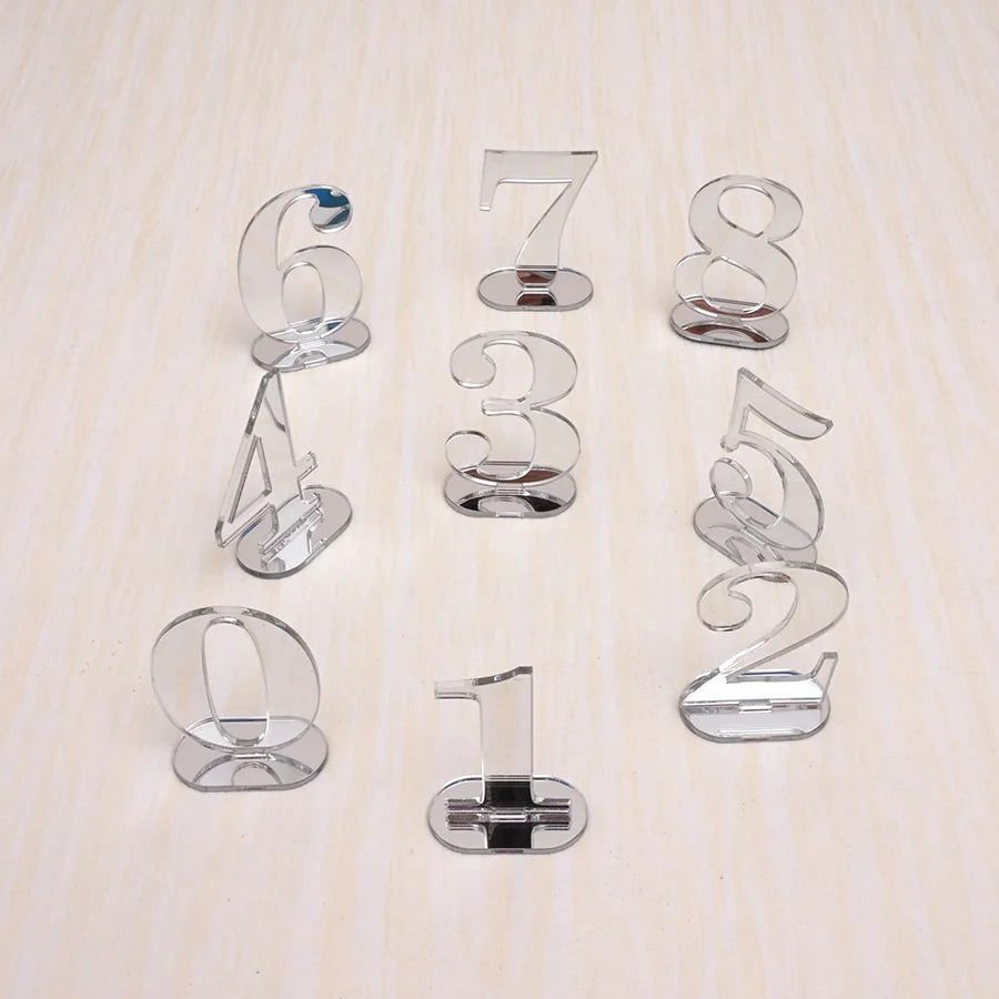 Numbers 1-10/1-20 Base Set Mirror Table Numbers Wedding Birthday Party Table Card Baby Shower Wedding Decoration Number Holder Good Vibrations