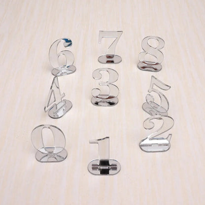 Numbers 1-10/1-20 Base Set Mirror Table Numbers Wedding Birthday Party Table Card Baby Shower Wedding Decoration Number Holder Good Vibrations