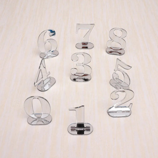 Numbers 1-10/1-20 Base Set Mirror Table Numbers Wedding Birthday Party Table Card Baby Shower Wedding Decoration Number Holder Good Vibrations