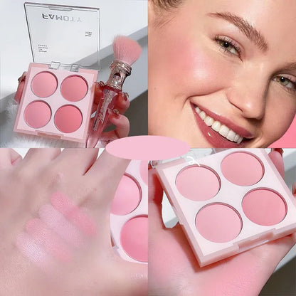 4 Colors Blush Palette Low Saturated Powder Compact Soft Color Gradient Matte Vibrant Color Light Pink Purple Blush For Girls Good Vibrations