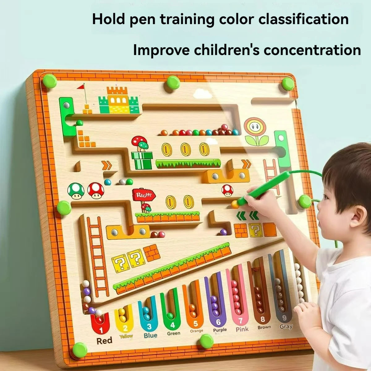 Children's Magnetic Maze Walking Ball Baby Concentration Training, Writing Logic Thinking 3 year Old Early Education Puzzle To Good Vibrations
