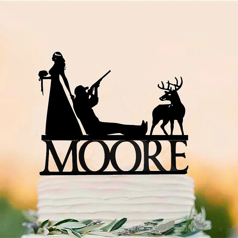 Funny Hunting Wedding Cake Topper Deer Hunt Hunter Wedding Cake Topper Hunt is Over Cake Topper For Wedding/Anniversary/Bridal Good Vibrations