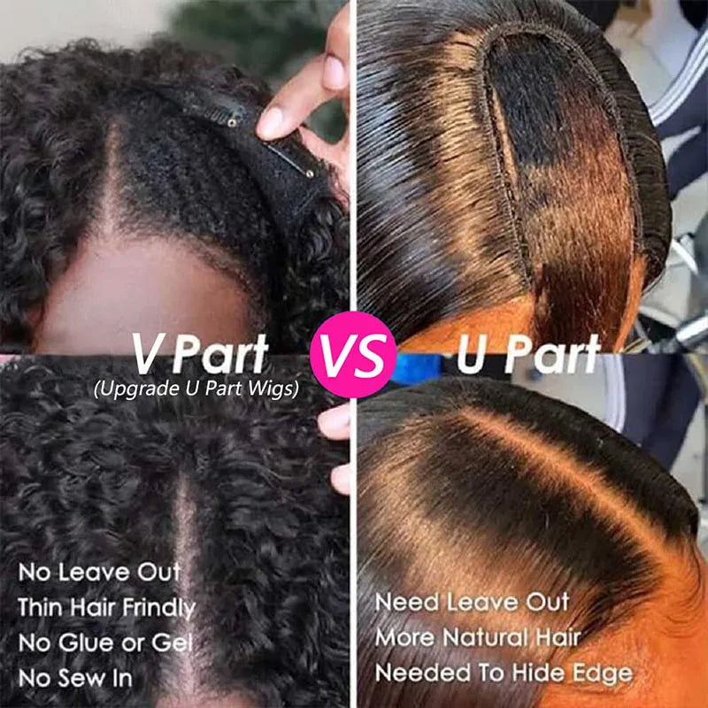 U V Part Wig Human Hair No Leave Out No Glue Kinky Straight U Part Wig Glueless Yaki Straight Human Hair Wigs For Women Virgin Good Vibrations