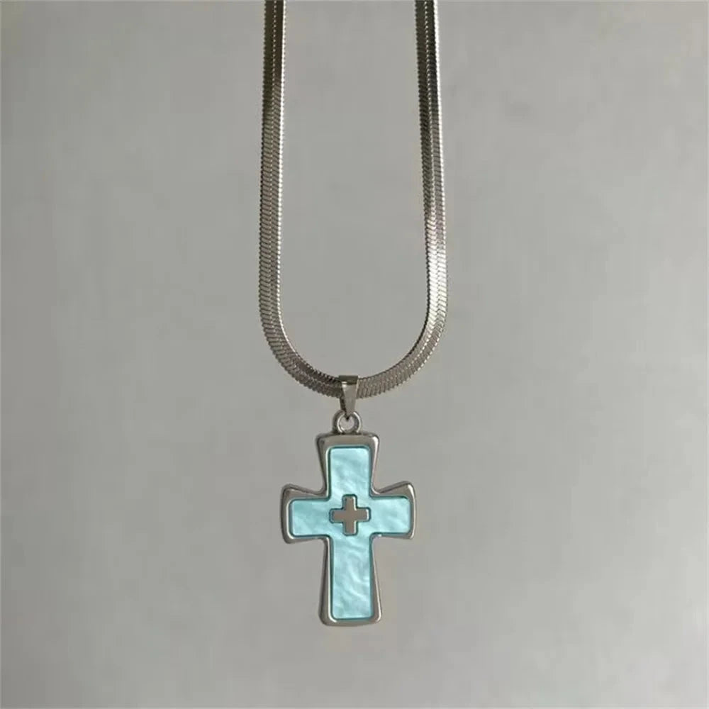 Y2K Cross Necklace With Ins Style Dark Gothic Punk Style Niche Design Unique And Spicy Style Good Vibrations