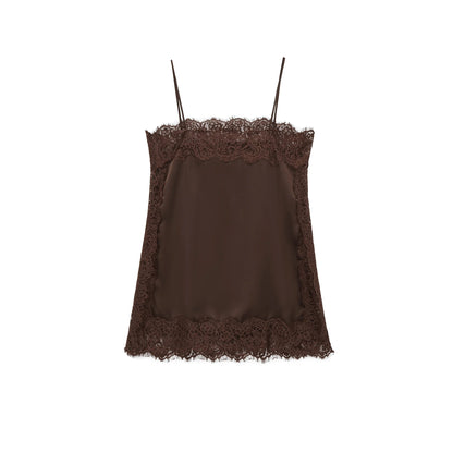 KONDALA Sexy Chic Satin Lace Square Collar Tops Women Side Split Cami Party Tops Fashion 2025 Evening Club Christmas Girl Tops Good Vibrations