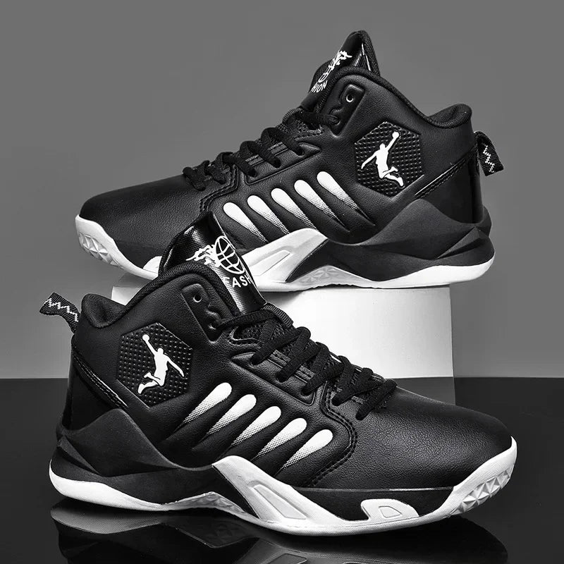 Men's High Top Basketball Shoes Breathable Anti-Slip Wear-Resistant Sports Training Shoes for Students Cross-Border Bestseller Good Vibrations
