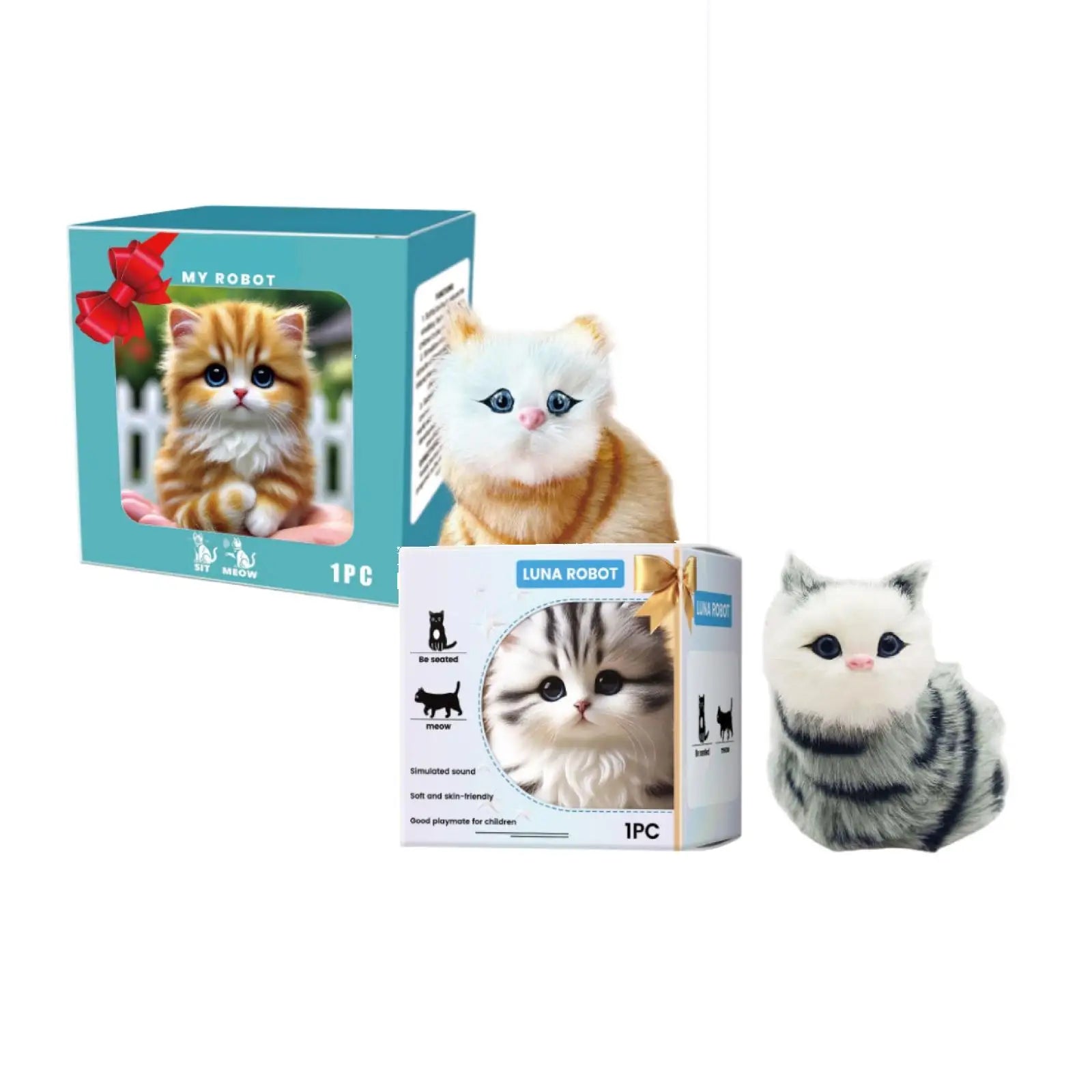 Robot Cat Toys Interactive Cat Meow Toy Funny Interactive Cat Robot Creative Robotic Cat Barking Meow Kitten for Chilren Good Vibrations