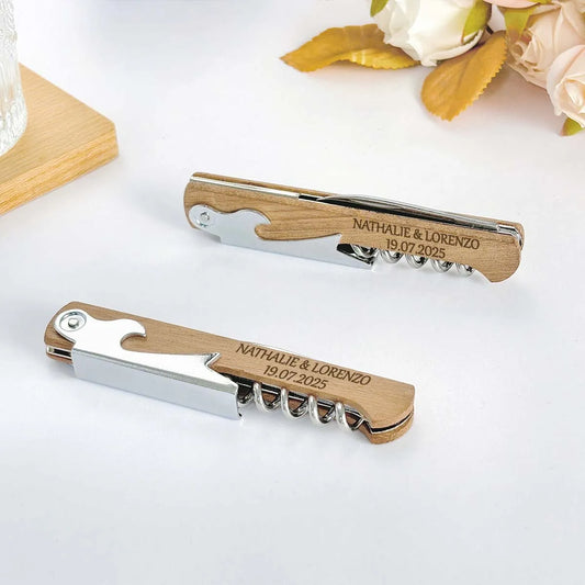 Wedding Party Favors Personalized Wooden Corkscrew Customized Wine Openers Wedding Gifts for Guests