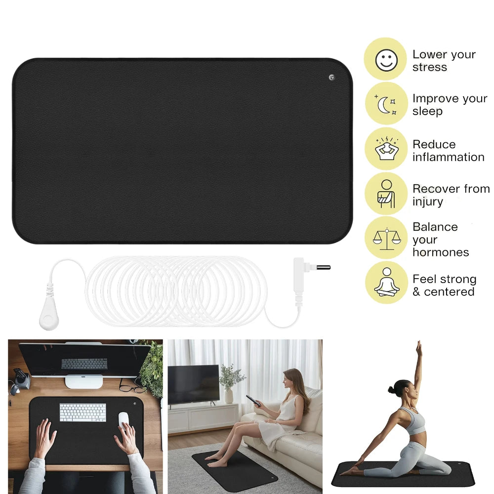 Grounding Mat for Feet Earth Connected Wellness for Pain Relief Muscle Tension Relaxation Travel 25-120CM Grounding Pad Good Vibrations