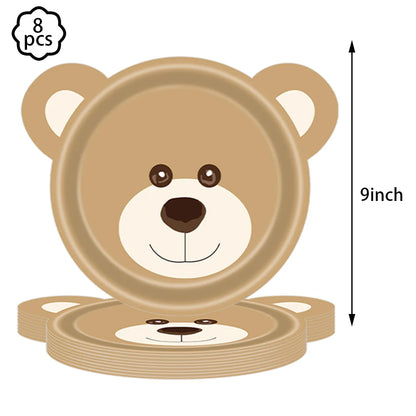 Baby shower Teddy Bear Birthday Party Plates Cup Tableware Kids 1st Birthday Party Decor Teddy Bear Balloon Birthday Party decor