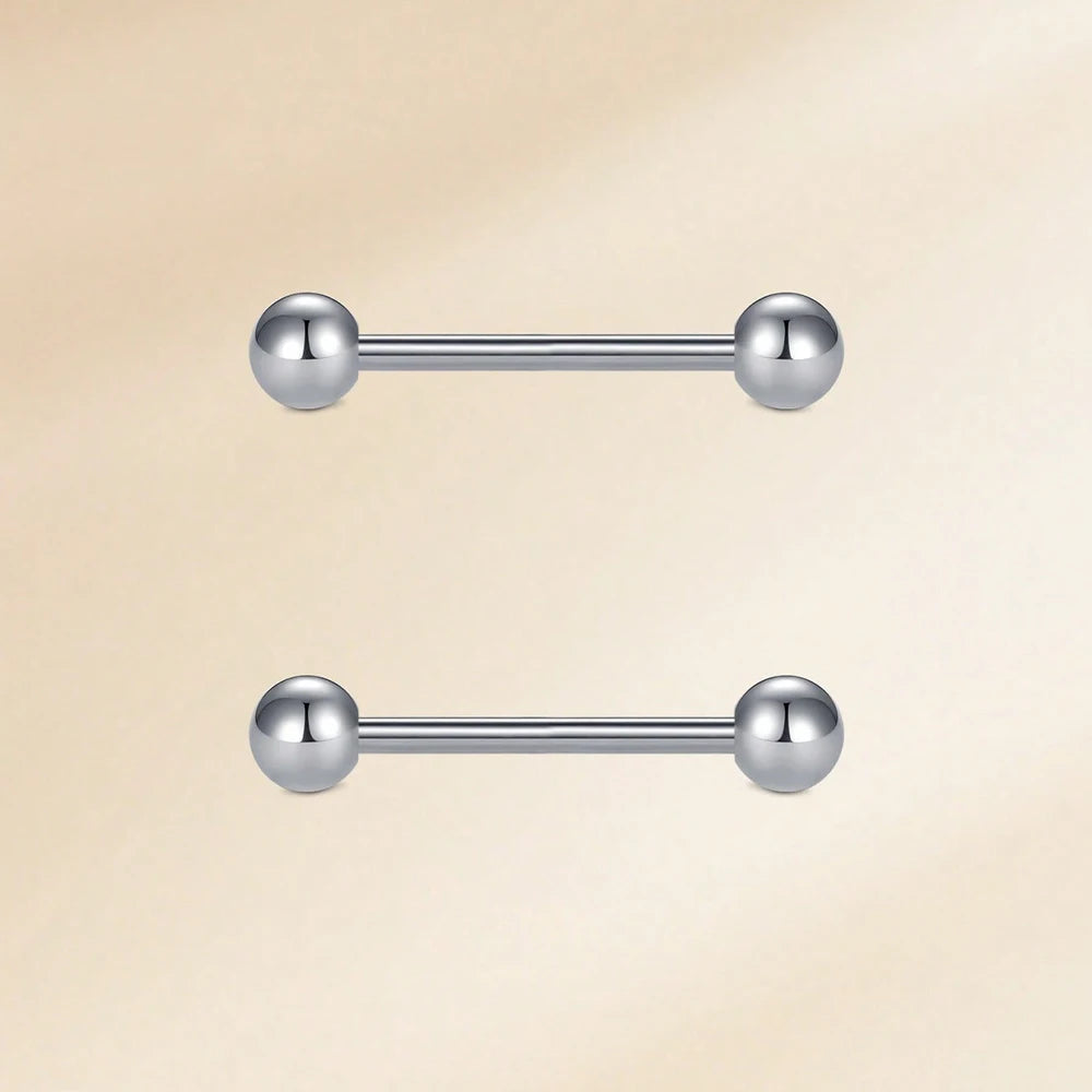 1pair 14G Stainless Steel Straight Barbell - Tongue & Nipple Rings For Women & Men - Length 12-18mm - Piercing Jewelry Good Vibrations