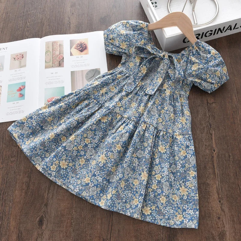 Bear Leader Rose Pink Plaid Bow Dress Elegant Lolita Child Big Girls Midi Dress Children Dresses Teens Party Princess Sundress Good Vibrations