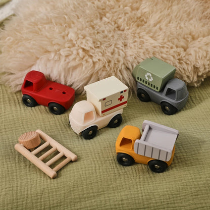 Baby BPA Free Silicone Montessori Toys Food Grade Cartoon Engineering Car Soothing Teether Toys For Newborn Teething Nursing Toy Good Vibrations