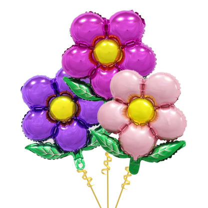 3pcs Flower Balloons Pink Rose Red Purple Flower Balloon Birthday Party Wedding Decorations Good Vibrations