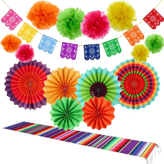 Mexican Pinata Happy Birthday Banners Party Decorations Rainbow Tassel Garlands Flags Table Runner Cinco De Mayo Party Supplies Good Vibrations