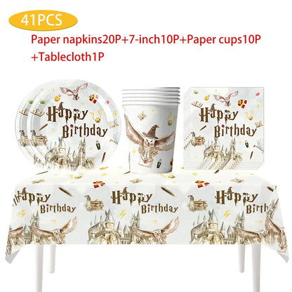 Magic School Birthday Party Decoration Disposable  Paper Plate Cup Napkin Balloons Gifts Magician Kids Baby Shower Party Supplie Good Vibrations