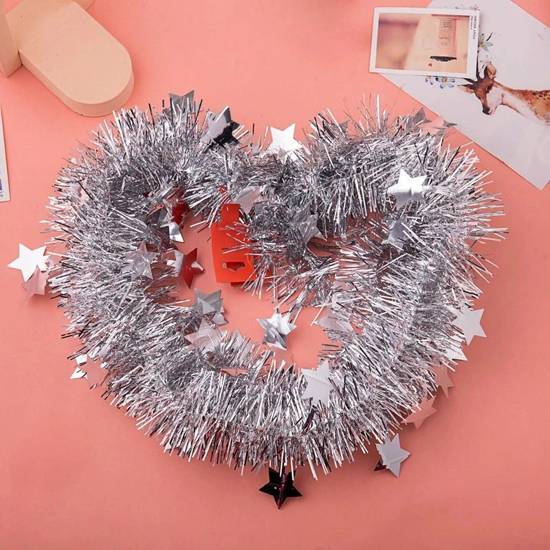 Christmas Tinsel Ribbon Garlands Christmas Trees Hanging Plastic Colorful Star Decorations Home Weddings New Year Birthday Party Good Vibrations