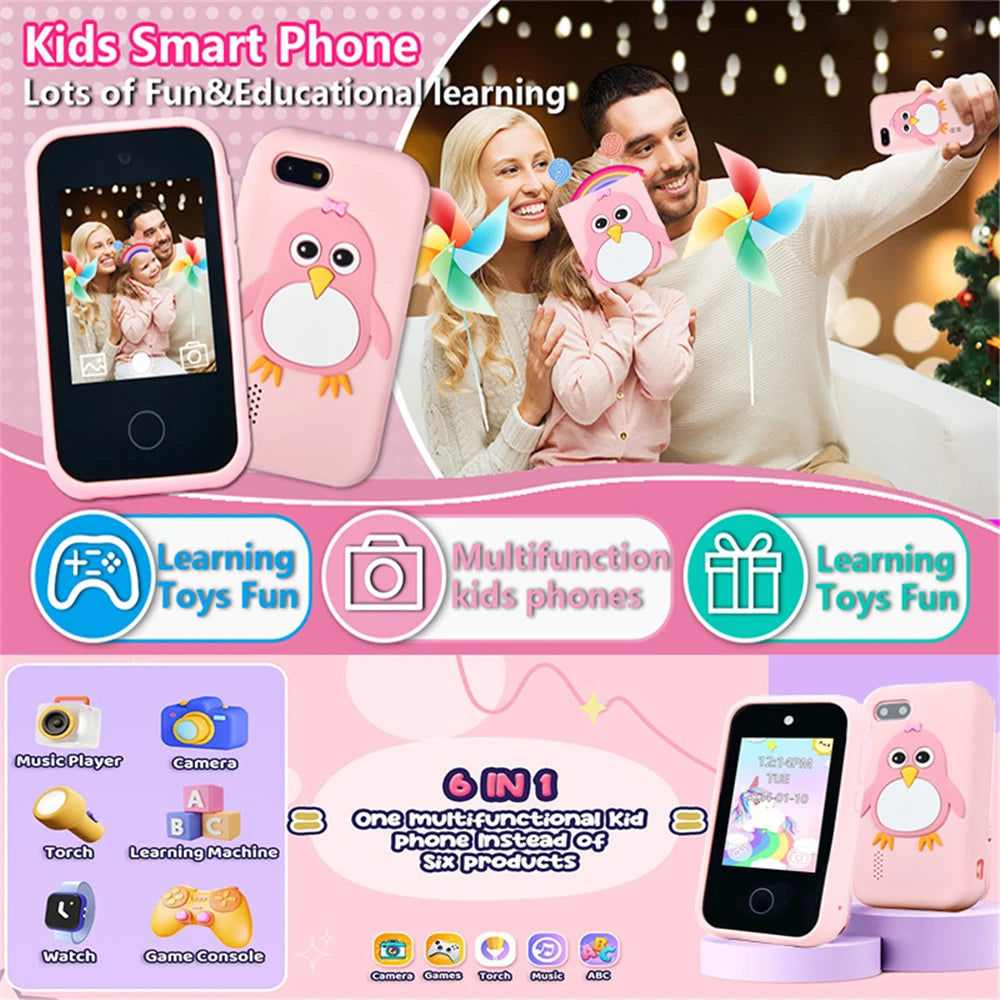 Toy Phone for Kids with Dual Camera Kid Smart Phone for Boys Girls Gifts Music Player 18 Games Toddler Learning Mini Toy Phone Good Vibrations