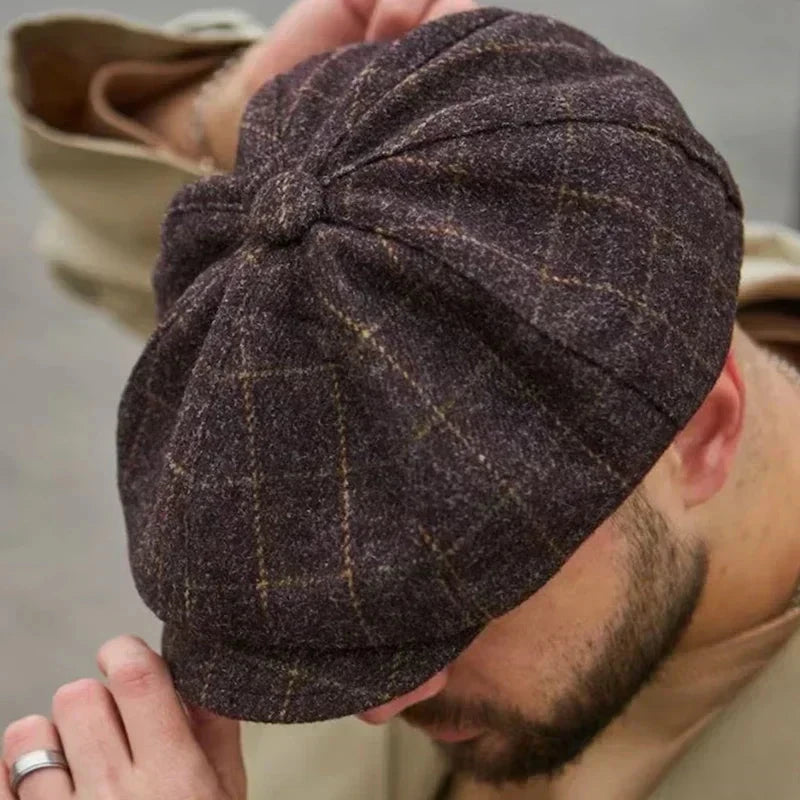 Hat Men Beret Cabbie Driving Hunting Caps Vintage Tweed Blinders Berets Flat Peaked Cap Street Hats for Men Women Good Vibrations