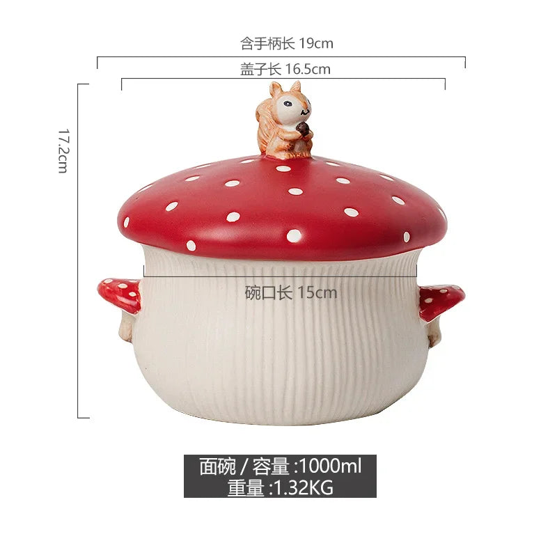 Cute Red Mushroom Ceramic Tableware Coffee Cup Afternoon Tea Set Creative Cartoon Pastry Plate Rice Bowl Salad Plate Dinner Dish Good Vibrations