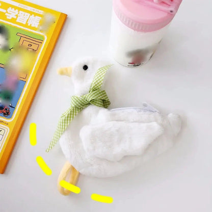 Cute Animal Plush Duck Coin Purse Zipper Large Capacity Animal Handbag Ins Style Cartoon Cartoon Wrist Bag Shopping Good Vibrations
