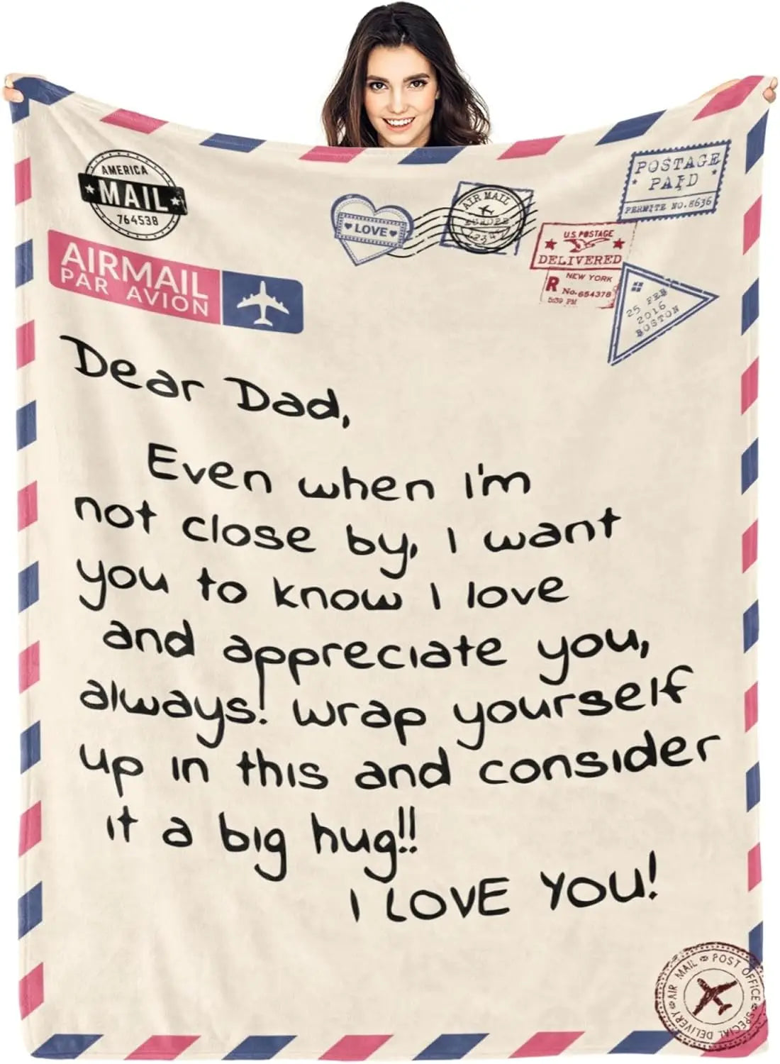 Personalized Fathers Day Throw Blanket Best Dad Ever Gift from Daughter Soft Plaid Throw  L x  W Good Vibrations