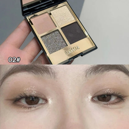 Four-color Eyeshadow Palette Low Saturation Earth Brown Rose Pearly Matte Glitter Eyeshadow Shiny Eye Shadow Lasting Eye Make Up Good Vibrations